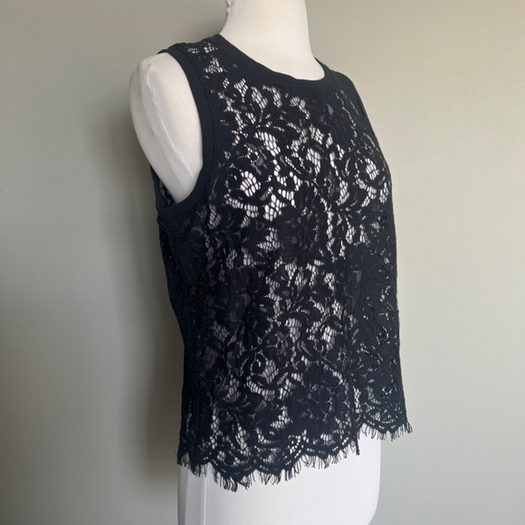 Superdry Eyelash Lace Navy Blue Tank Top Cocktail Sleeveless Blouse - Picture 8 of 16